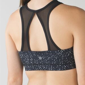 Lululemon High Neck Bra Mesh Black White Splatter Gym Yoga Dance